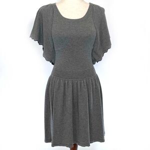 Ella Moss Gray Fit & Flare Dress Butterfly Sleeves Sz 14